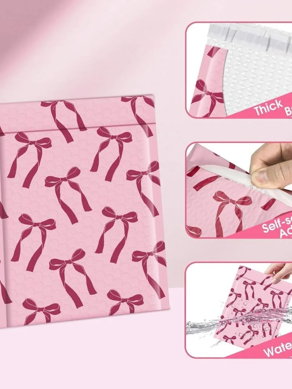 PINK RIBBON BUBBLE MAILERS - 6 X 10 - GET 15 FOR $13